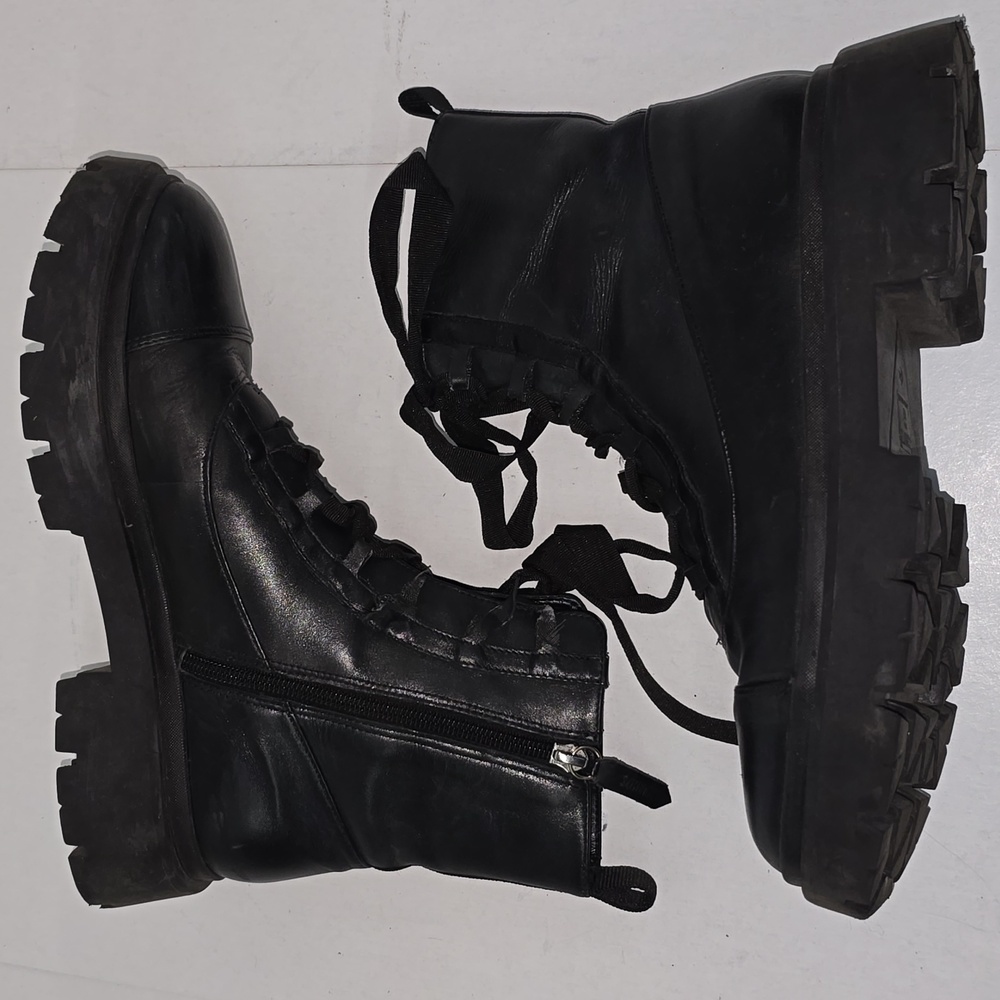 Schutz Kaile Black Leather Combat Boots Women 8 - Picture 13 of 15